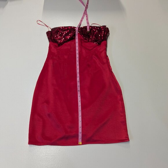 Fashion Nova NWT but *Imperfect Size Small Red Serena Satin Mini Dress - Picture 10 of 16